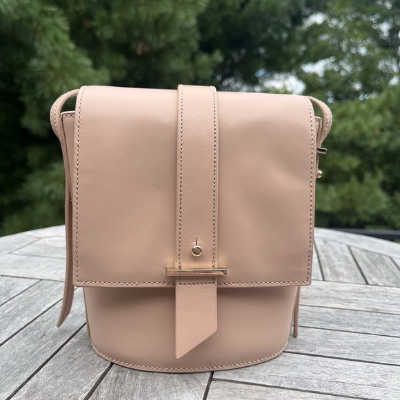 Cole Haan Crossbody Leather Purse Pink Small Structured Front Flap Gold Hardware - Picture 1 of 8